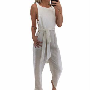 Free People White Linen Jumpsuit